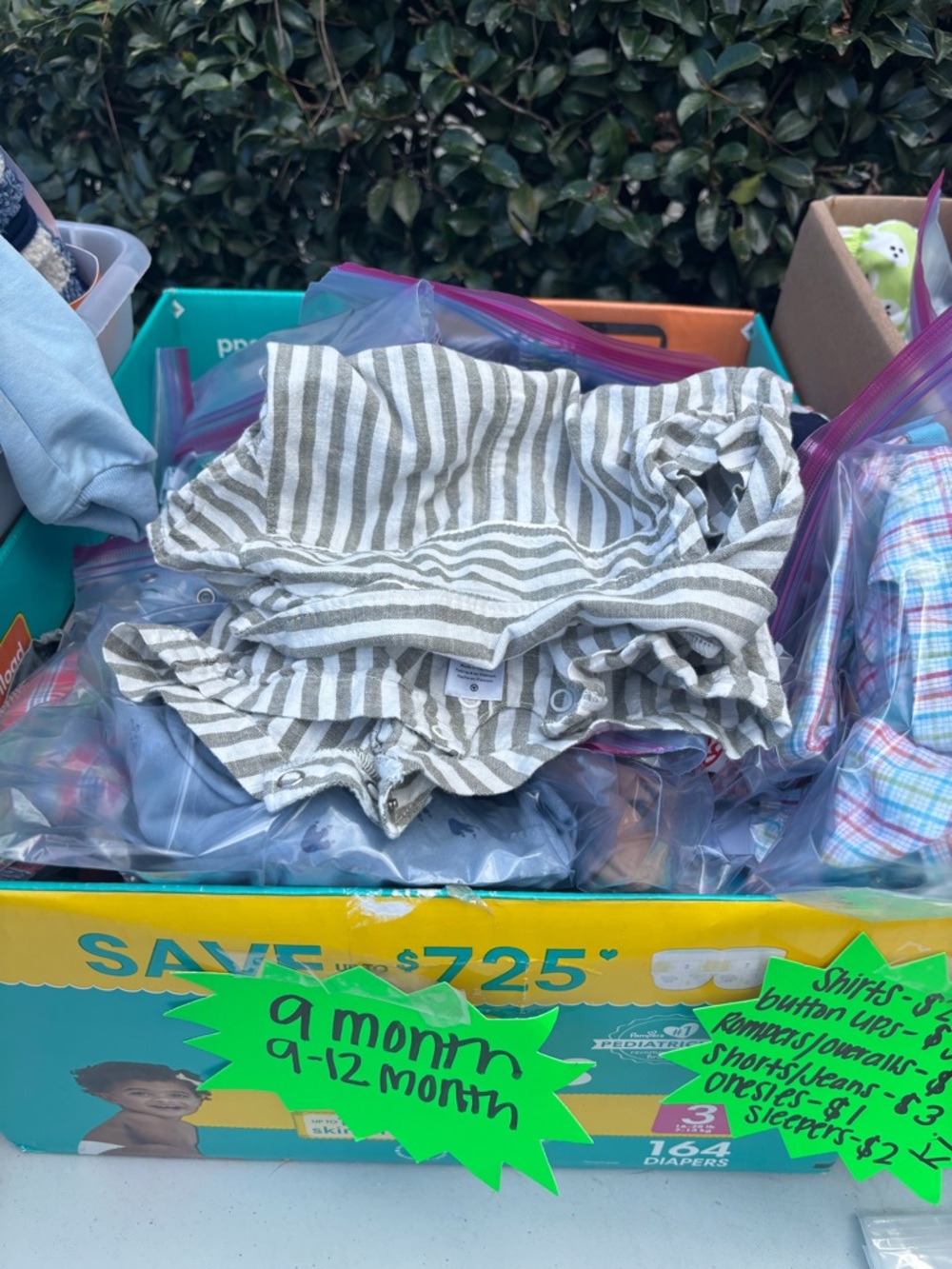 Box of 9 month baby clothes! Over 50 pieces.